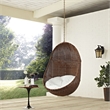 Pemberly Row Steel Fabric Rattan Patio Swing Chair without Stand in Coffee/White