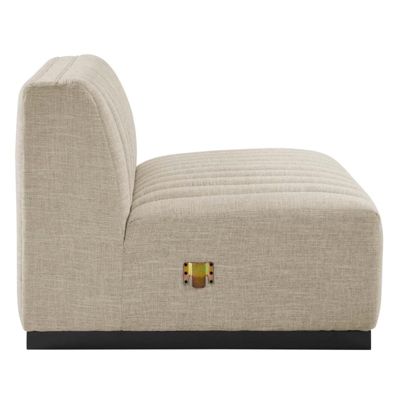 Pemberly Row 4-Piece Channel Tufted Fabric Sofa in Black/Beige