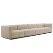 Pemberly Row 4-Piece Channel Tufted Fabric Sofa in Black/Beige
