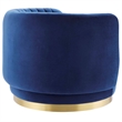 Pemberly Row Tufted Performance Velvet Swivel Chair in Gold/Navy
