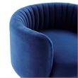 Pemberly Row Tufted Performance Velvet Swivel Chair in Gold/Navy