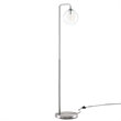 Pemberly Row 1-Light Modern Glass/Metal Floor Lamp in Satin Nickel