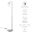 Pemberly Row 1-Light Modern Glass/Metal Floor Lamp in Satin Nickel