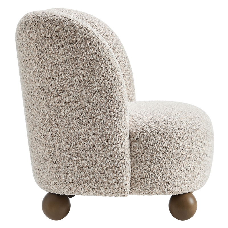 Pemberly Row Boucle Fabric Upholstered Accent Chair in Coral Walnut