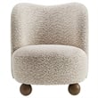Pemberly Row Boucle Fabric Upholstered Accent Chair in Coral Walnut