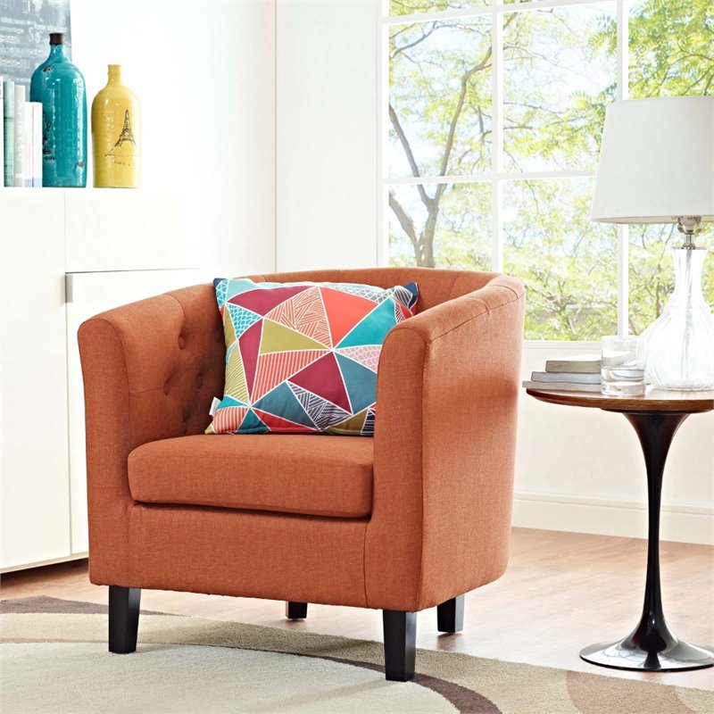 Pemberly Row Upholstered Polyester Fabric and Wood Armchair in Orange