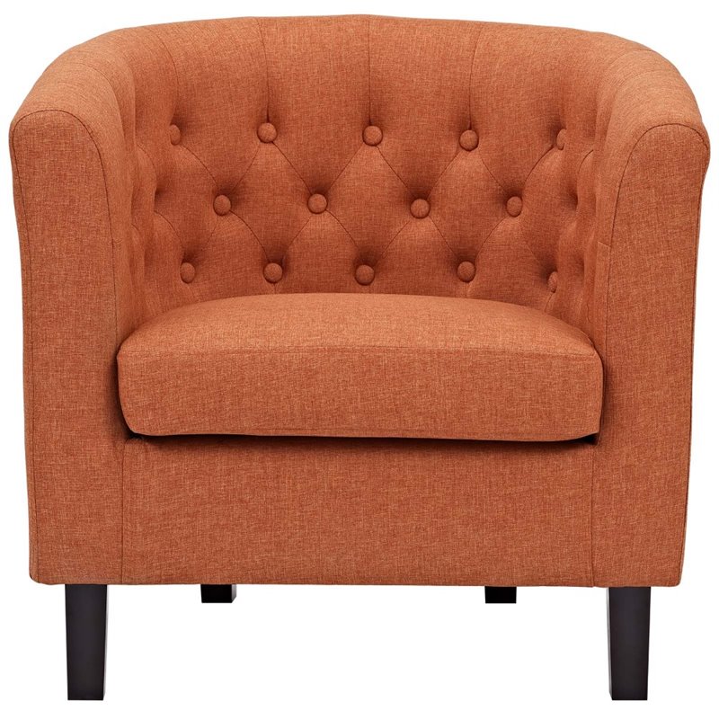 Pemberly Row Upholstered Polyester Fabric and Wood Armchair in Orange