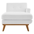 Pemberly Row Right-Facing Upholstered Fabric and Wood Chaise in White
