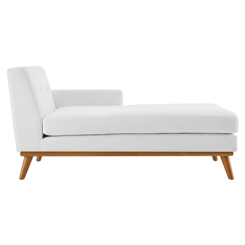 Pemberly Row Right-Facing Upholstered Fabric and Wood Chaise in White