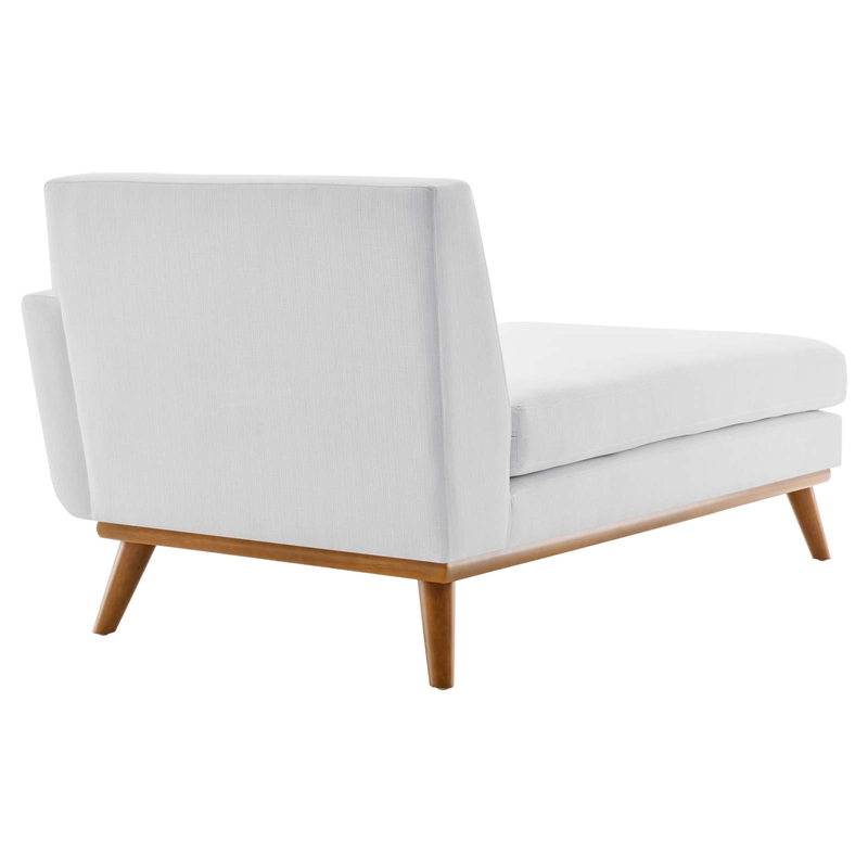 Pemberly Row Right-Facing Upholstered Fabric and Wood Chaise in White