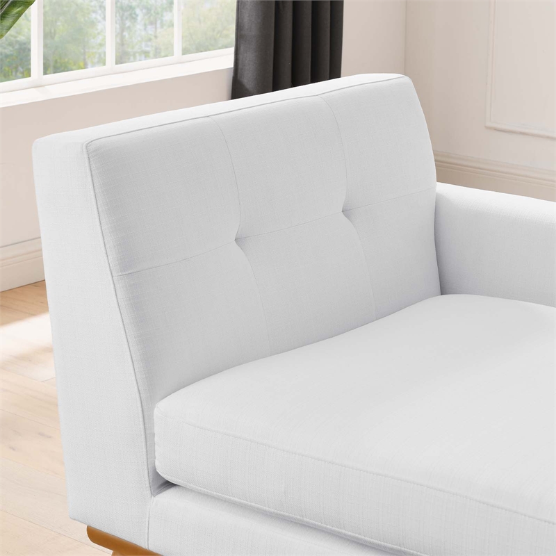 Pemberly Row Right-Facing Upholstered Fabric and Wood Chaise in White