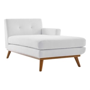 Pemberly Row Right-Facing Upholstered Fabric and Wood Chaise in White