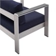 Pemberly Row 4-Piece Aluminum & Fabric Outdoor Patio Set in Silver/Navy