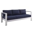Pemberly Row 4-Piece Aluminum & Fabric Outdoor Patio Set in Silver/Navy
