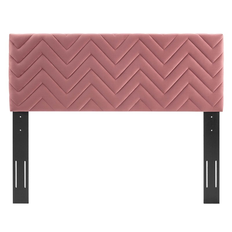 Pemberly Row Tufted Velvet King/California King Headboard in Dusty Rose