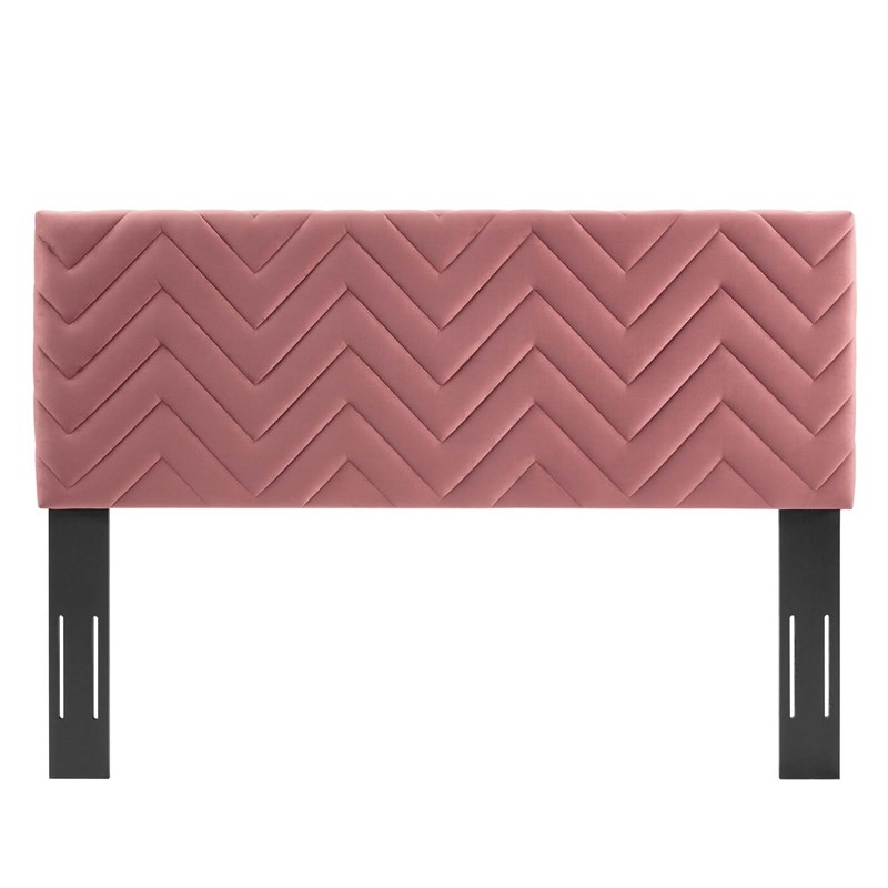 Pemberly Row Tufted Velvet King/California King Headboard in Dusty Rose