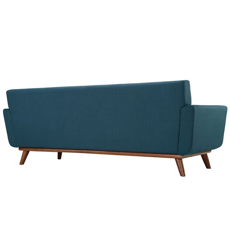 Pemberly Row Modern Fabric 3-Piece Sofa Set with Armchairs in Azure Blue