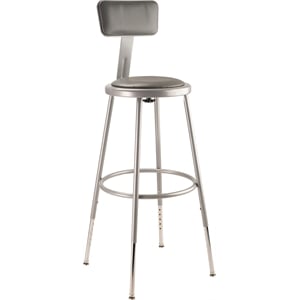 Pemberly Row 25-33&quot Modern Metal Heavy Duty Stool with Backrest in Gray