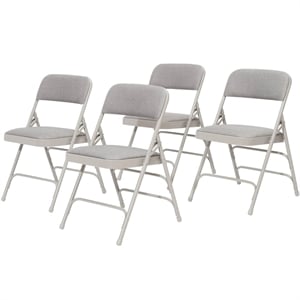 Pemberly Row 29.5&quot Modern Metal Folding Chair in Gray Stone (Set of 4)