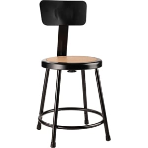 Pemberly Row 18&quot Modern Metal Heavy Duty Stool with Backrest in Black