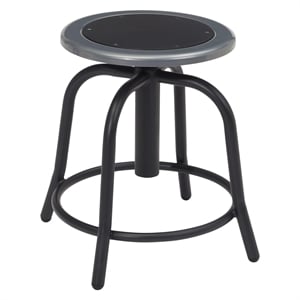 Pemberly Row 18-24&quot Swivel Metal Stool with Black Seat in Black