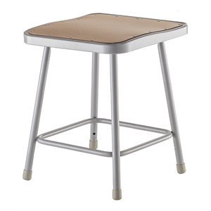 Pemberly Row 18&quot Modern Metal and Wood Heavy Duty Stool in Gray