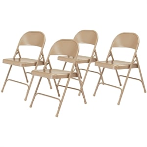 Pemberly Row 29.25&quot Modern All-Steel Metal Folding Chair in Beige (Set of 4)