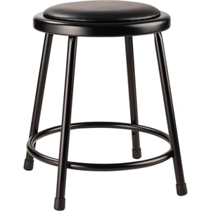 Pemberly Row 18&quot Modern Vinyl Padded Steel Metal Heavy Duty Stool in Black