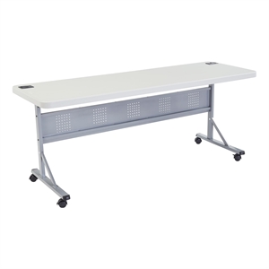 Pemberly Row 24x72&quot Plastic Flip-N-Store Training Table in Speckled Gray