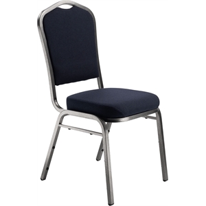 Pemberly Row 37&quot Metal and Fabric Stack Chair in Midnight Blue/Silvervein