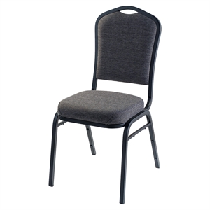 Pemberly Row 37&quot Modern Metal Stack Chair in Natural Gray Stone/Black Sandtex