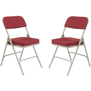 Pemberly Row 32&quot Fabric Upholstered Folding Chair in Burgundy Red (Set of 2)