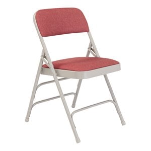 Pemberly Row 29.5&quot Metal Folding Chair in Majestic Cabernet Red (Set of 4)