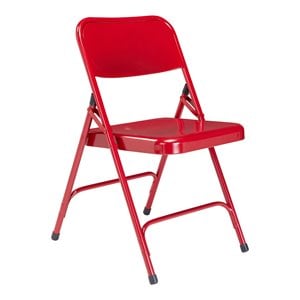 Pemberly Row 29.5&quot Modern Metal Double Hinge Folding Chair in Red (Set of 4)