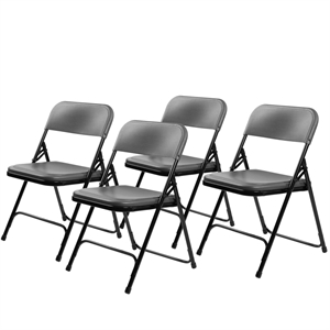 Pemberly Row 29.75&quot Premium Plastic Folding Chair in Charcoal (Set of 4)