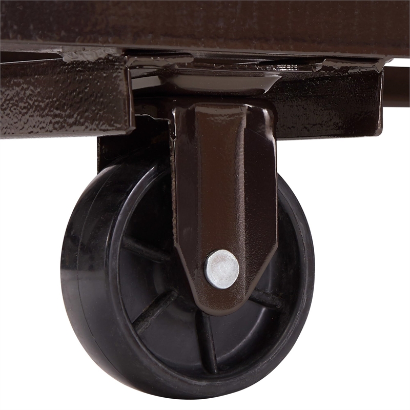 Pemberly Row Modern Powder-Coated Metal Steel Dolly for Chairs in Brown