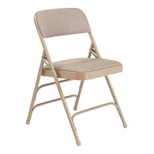 Pemberly Row 29.5&quot Modern Metal Folding Chair in Cafe Beige (Set of 4)