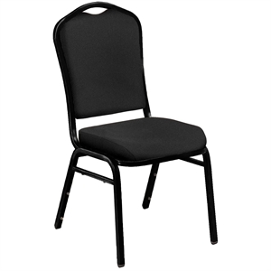Pemberly Row 37&quot Modern Metal and Fabric Stack Chair in Ebony Black