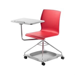 Pemberly Row 34&quot Ergonomically Designed Modern Plastic Chair in Red