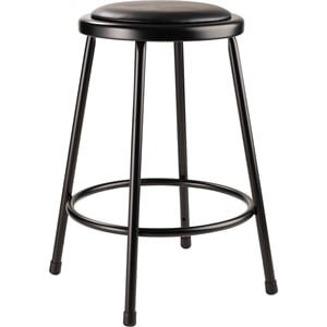 Pemberly Row 24&quot Vinyl Padded Steel Metal Heavy Duty Stool in Black