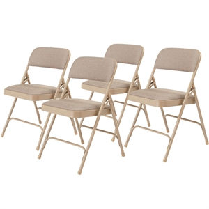Pemberly Row 29.5&quot Fabric Upholstered Folding Chair in Cafe Beige (Set of 4)