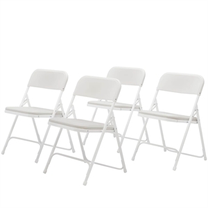 Pemberly Row 29.75&quot Premium Plastic Folding Chair in Bright White (Set of 4)