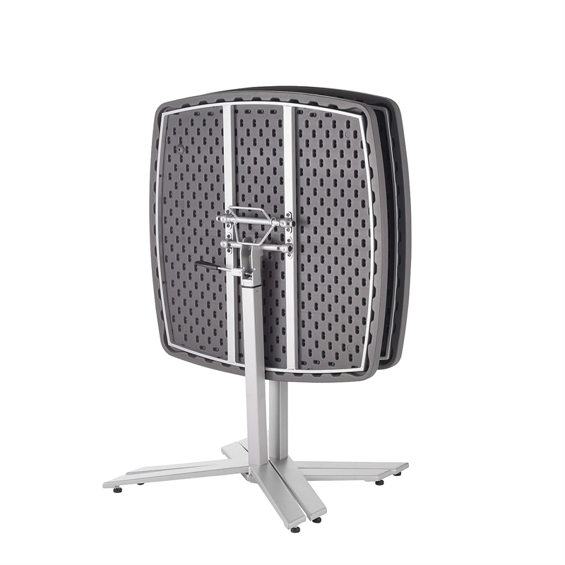 Pemberly Row Adjustable-Height Metal Table in Charcoal Slate/Silver