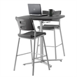 Pemberly Row Adjustable-Height Metal Table in Charcoal Slate/Silver