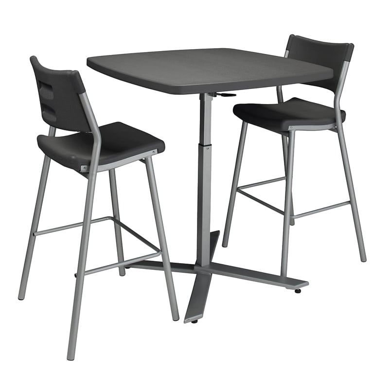 Pemberly Row Adjustable-Height Metal Table in Charcoal Slate/Silver