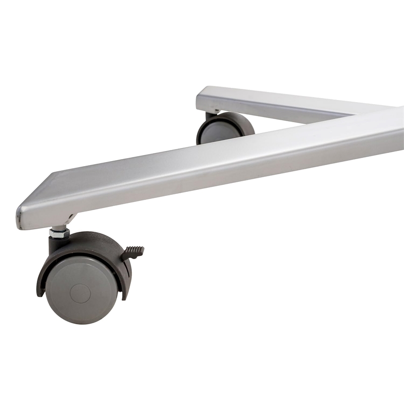 Pemberly Row Adjustable-Height Metal Table in Charcoal Slate/Silver