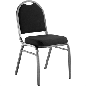 Pemberly Row 35&quot Metal and Fabric Stack Chair in Ebony Black/Silvervein