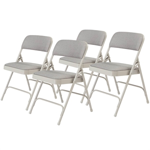 Pemberly Row 29.5&quot Fabric Upholstered Folding Chair in Gray Stone (Set of 4)