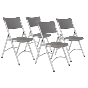 Pemberly Row 32&quot Modern Plastic Folding Chair in Charcoal Slate (Set of 4)