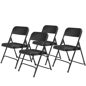 Pemberly Row 29.75&quot Premium Plastic Folding Chair in Black (Set of 4)